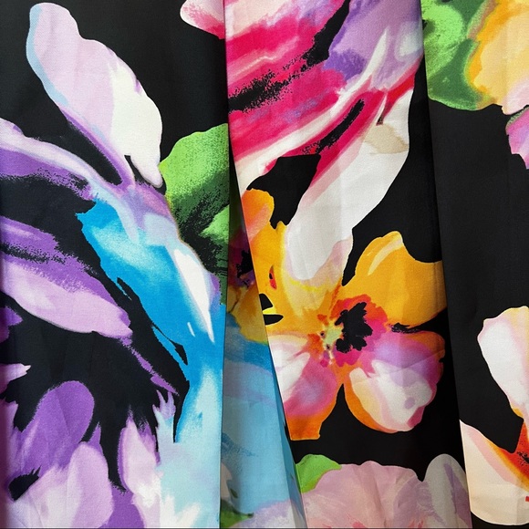 Ellen Tracy Black Lace Floral Print Dress M-10 - Picture 5 of 9